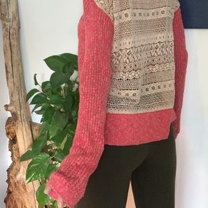 Free People Lace Back Oversized Sweater